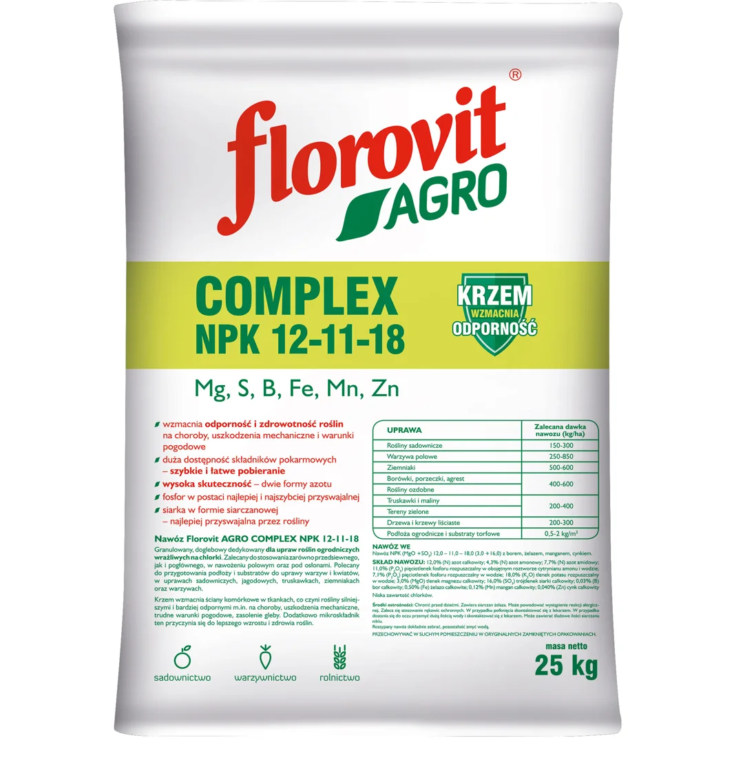 Оригінальний мішок Florovit AGRO COMPLEX NPK 12-11-18 з кремнієм, 25 кг